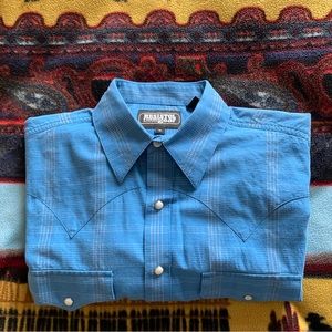 RESISTOL RODE GEAR MENS WESTERN SNAP SHIRT.